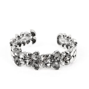 Paparazzi Silver Crystal Embellished Bracelet Glacial Gleam Smoky Cuff